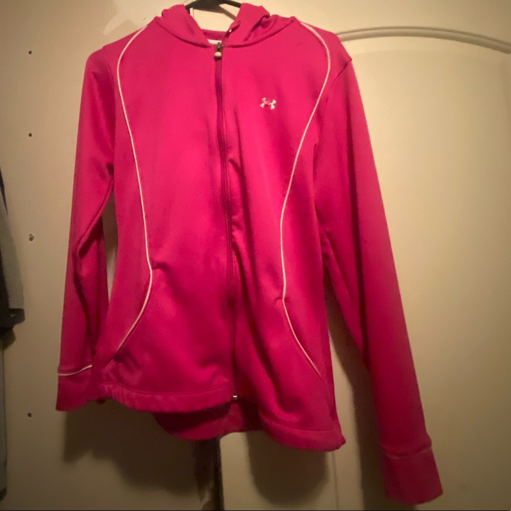 Under Armour pink zip up hoodie size M